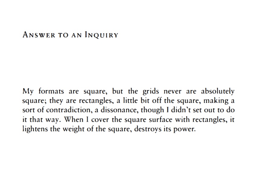 Agnes Martin, Answer to an Inquiry